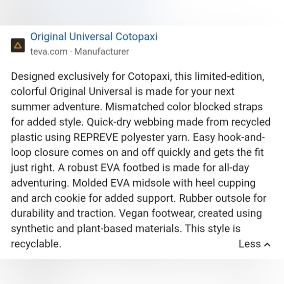 Teva × Cotopaxi Original Universal Sandals  Recycled Material Adjustable Strap main image 10